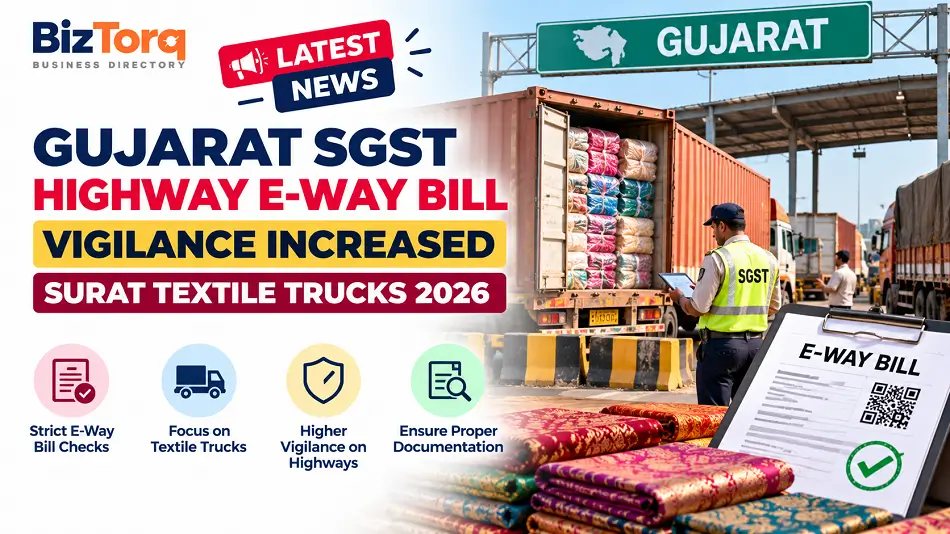Commercial truck inspection and e-way bill documentation check on Gujarat national highway
