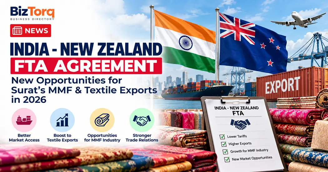 Export-quality synthetic fabric rolls being inspected for international shipment in Surat