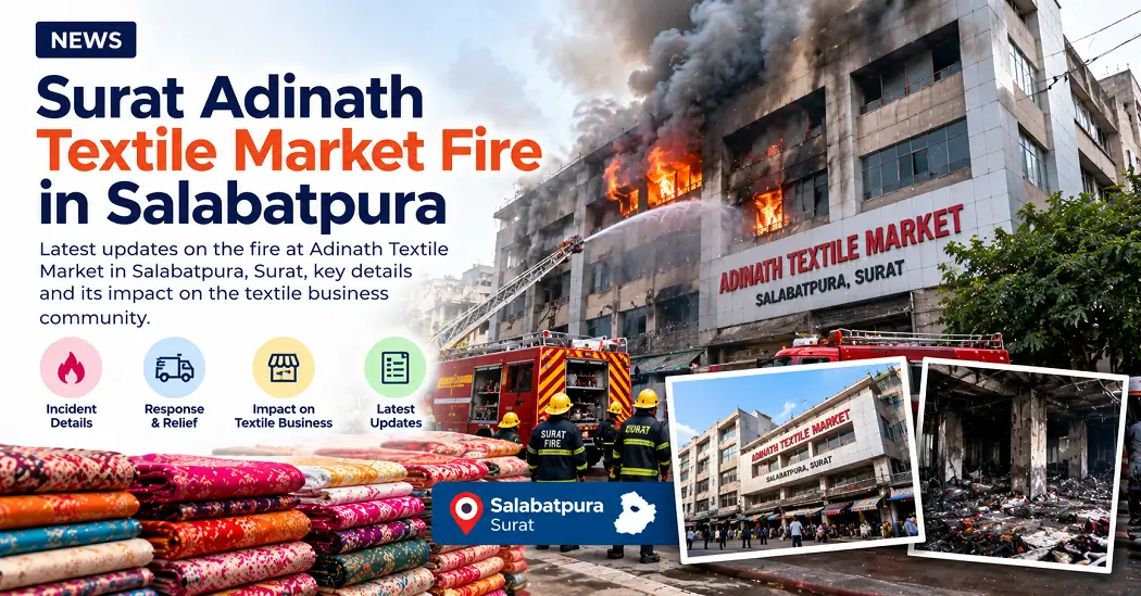 BizTorq Textile News cover: Fire at Adinath Textile Market in Surat