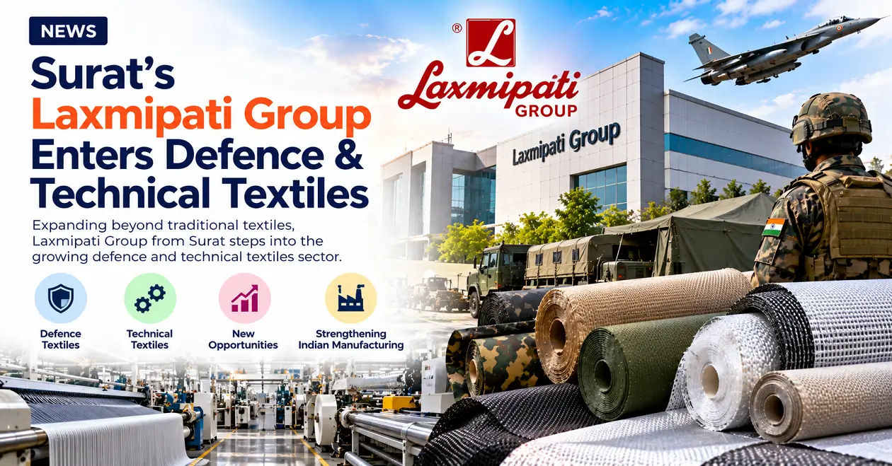 Nylon technical fabric being processed in a Surat textile unit