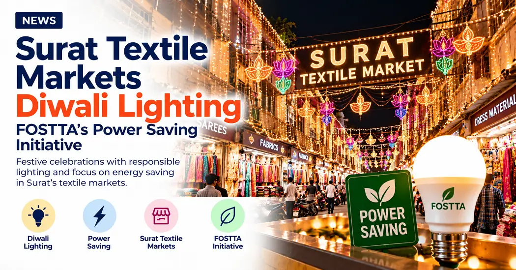 BizTorq Textile News cover: No compulsory Diwali lighting cut in Surat textile markets